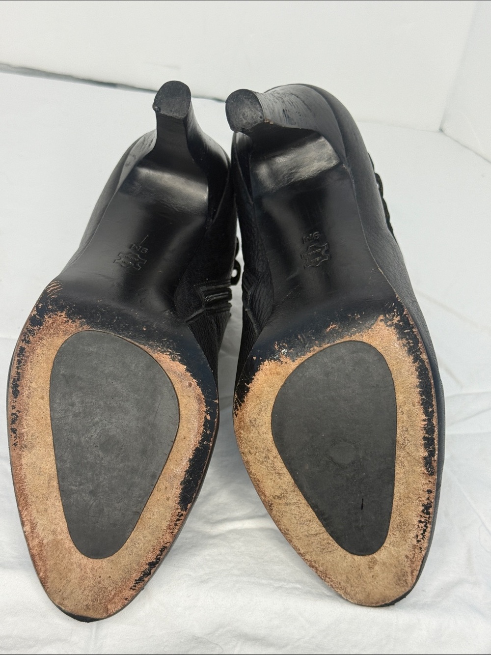 Black Leather Ankle Boots with Grommet Detail - Picture 6 of 8